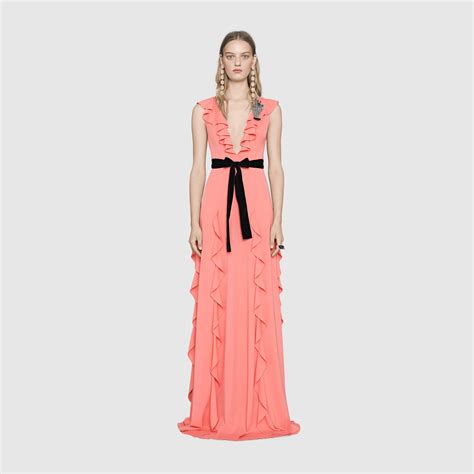 gucci fine viscose dress with ruffles|gucci jumpsuits for women.